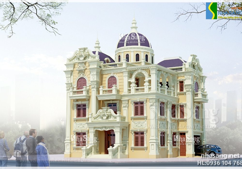 Thiết kế Lâu đài - Biệt thự 3,5 tầng Kiến trúc  kiểu Pháp BT14142- Mẫu Nhà Đẹp