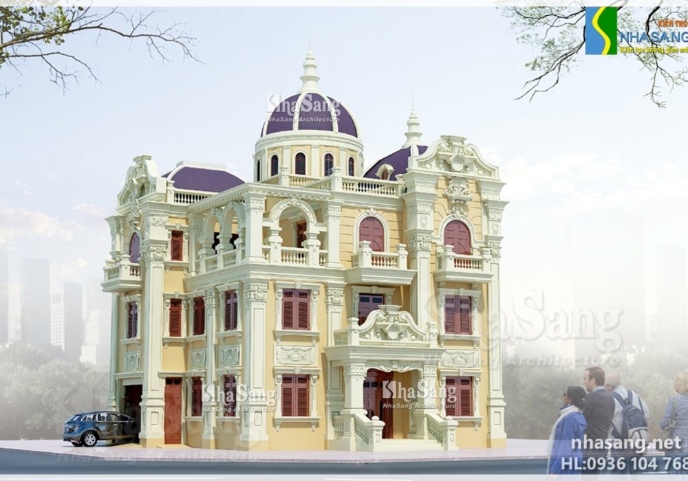 Thiết kế Lâu đài - Biệt thự 3,5 tầng Kiến trúc  kiểu Pháp BT14142- Mẫu Nhà Đẹp
