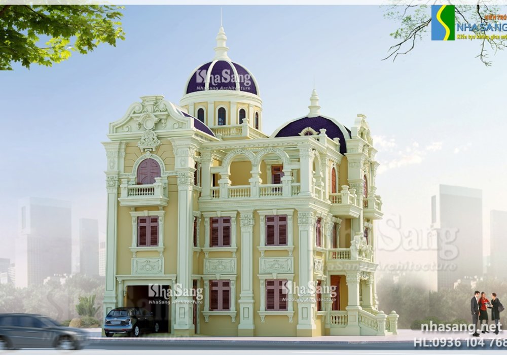 Thiết kế Lâu đài - Biệt thự 3,5 tầng Kiến trúc  kiểu Pháp BT14142- Mẫu Nhà Đẹp