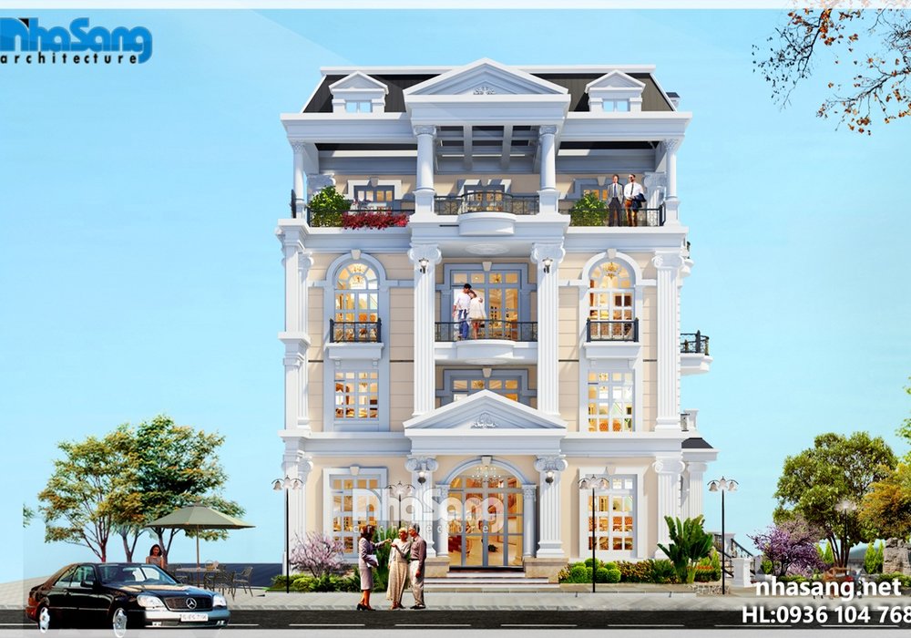 Thiết kế dinh thự Châu Âu 4 tầng BT15161