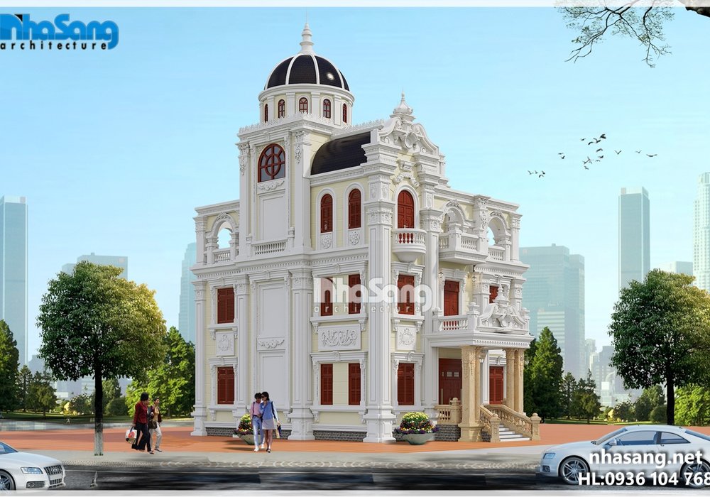 Thiết kế biệt thự lâu đài 2 mặt tiền hoành tráng BT16024