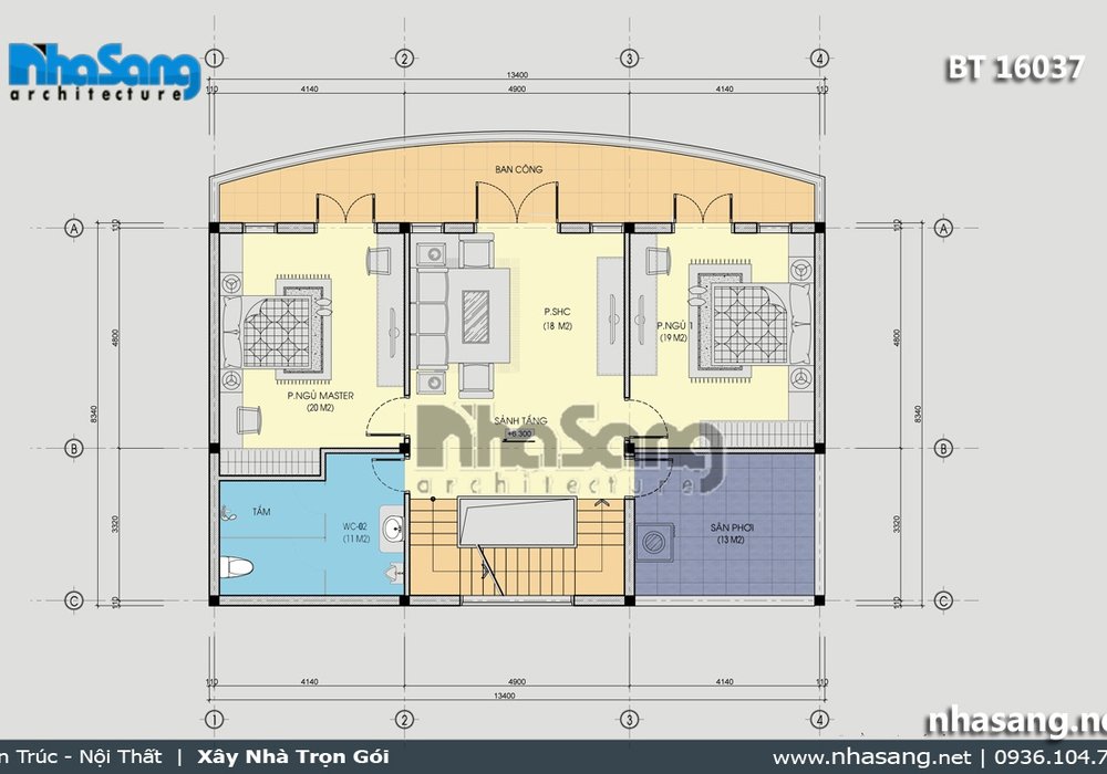 Biệt thự kiểu Pháp đẹp 3 tầng mặt tiền 13m BT15037