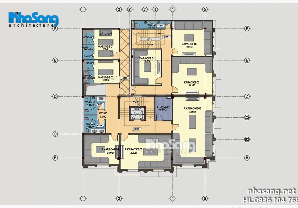 Thiết kế khách sạn 5 tầng hoành tráng BT16031