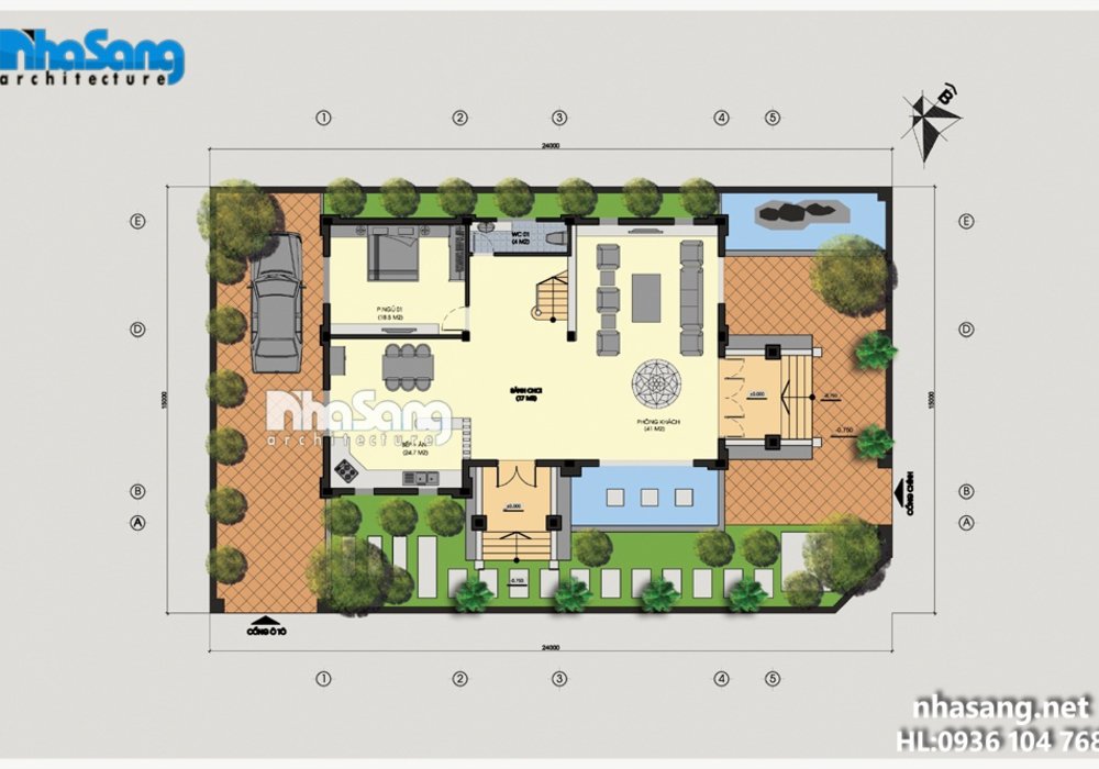Thiết kế nhà đẹp: kiến trúc Pháp 3 tầng BT14179 mẫu nhà đẹp mặt tiền 11m x 14m
