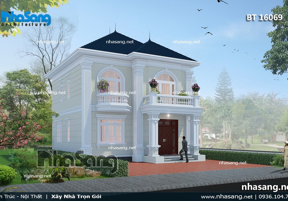 Nhà vườn Châu Âu 2 tầng đơn giản tinh tế BT16069