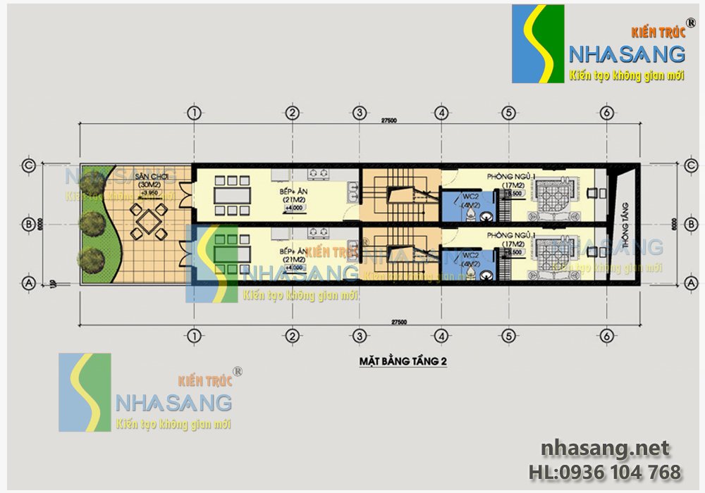 Mẫu thiết kế nhà lô phố song lập 4,5 tầng 6m x 21m - mẫu biệt thự kiểu pháp