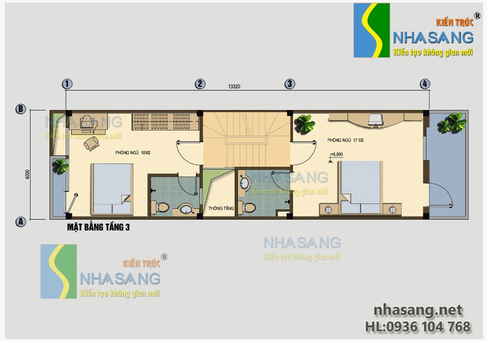 Mẫu thiết kế nhà phố - Nhà ống đẹp 4,5 tầng 4mx17m NO14080 - mẫu biệt thự 2-3 tầng