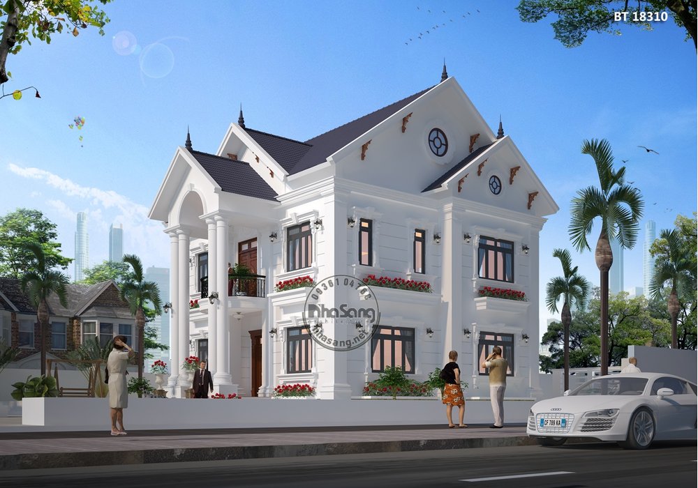 Mẫu thiết kế nhà vườn đẹp 2 tầng ở nông thôn BT18310 - nhà đẹp cấp 4