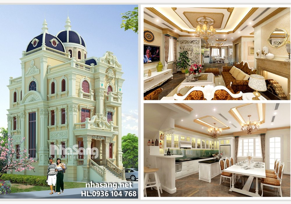 Thiết kế nội thất biệt thự lâu đài 5 tầng NT14133