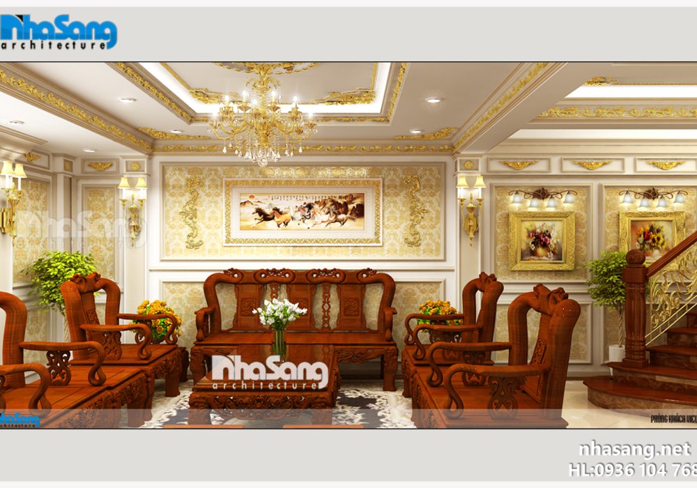 Thiết kế nội thất tân cổ điển NT14153 (CĐT: A. Quang - Hà Nội)