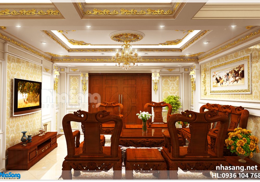 Thiết kế nội thất tân cổ điển NT14153 (CĐT: A. Quang - Hà Nội)