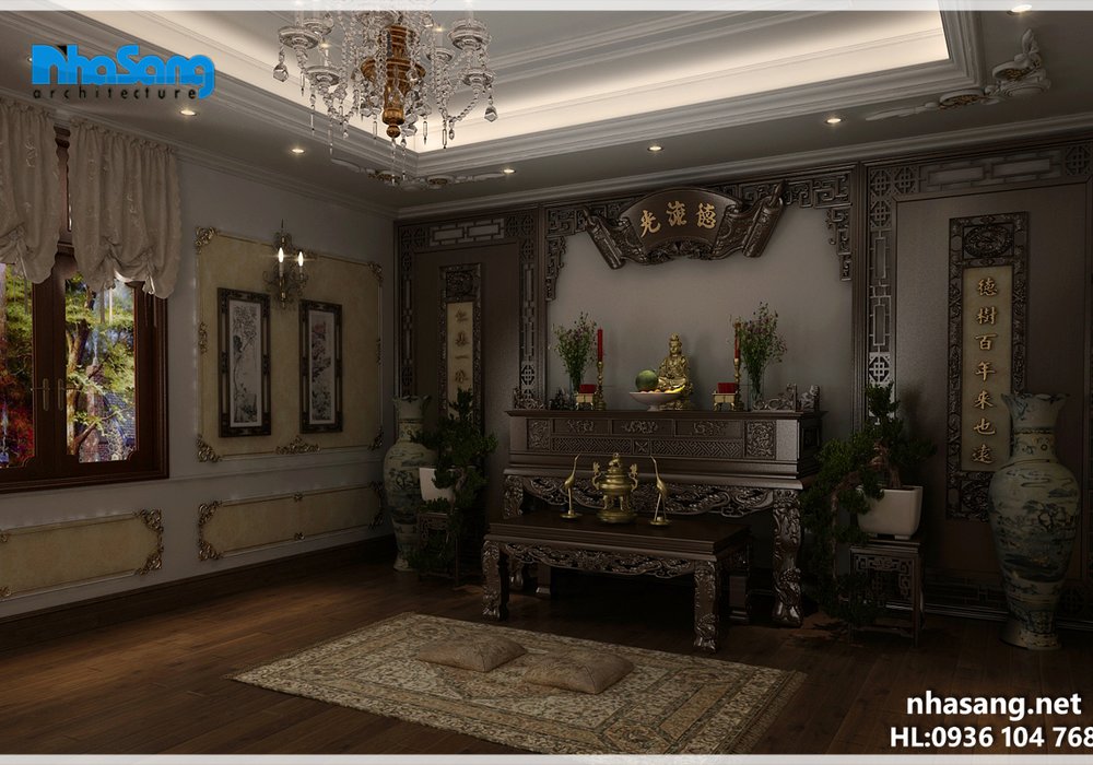 Nội thất gỗ óc chó 4 tỷ cho dinh thự 1500m2 NT15019