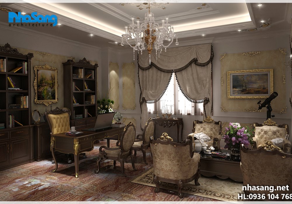 Nội thất gỗ óc chó 4 tỷ cho dinh thự 1500m2 NT15019