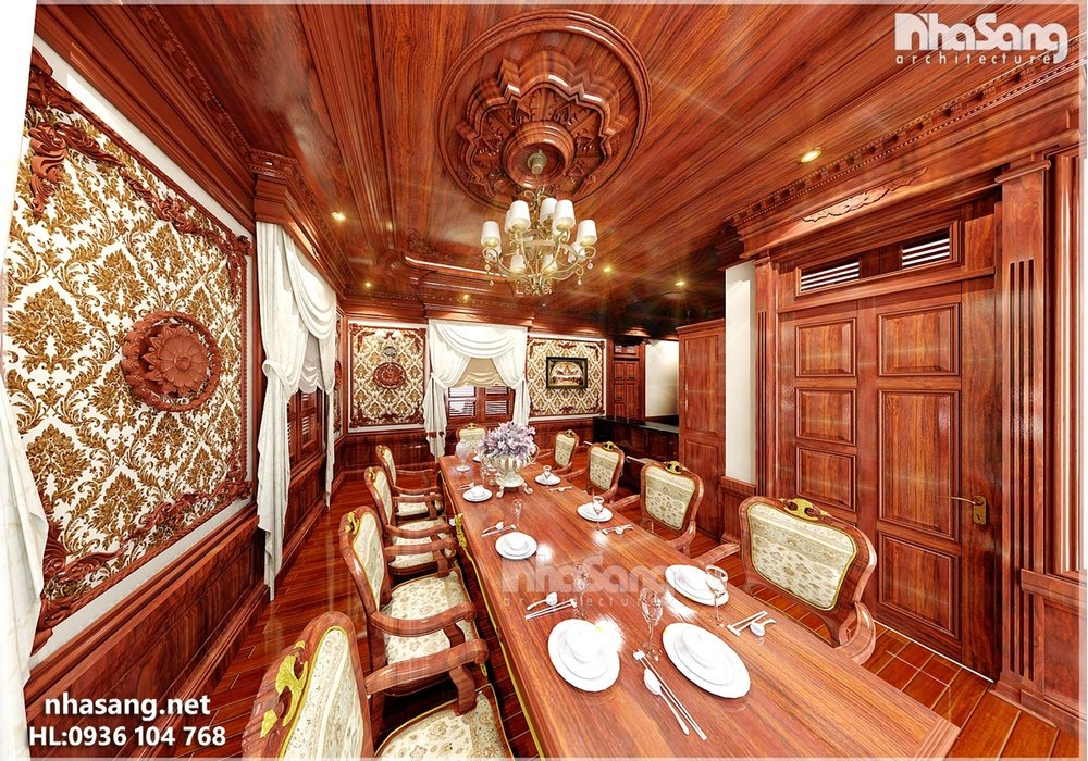 Thiết kế nội thất 100% gỗ ý tưởng phủ Hòa Thân NT14180