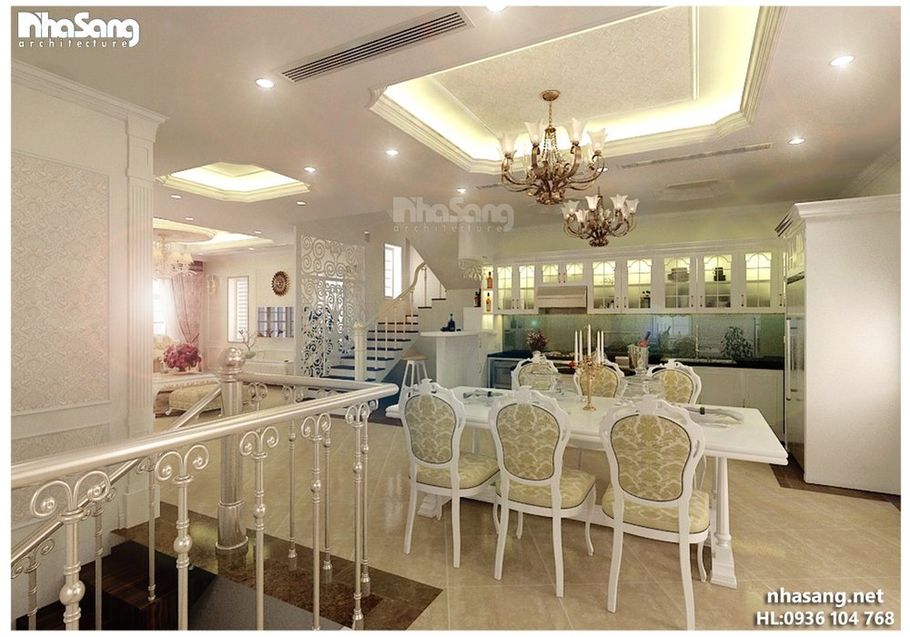 Thiết kế nội thất biệt thự lâu đài 5 tầng NT14133