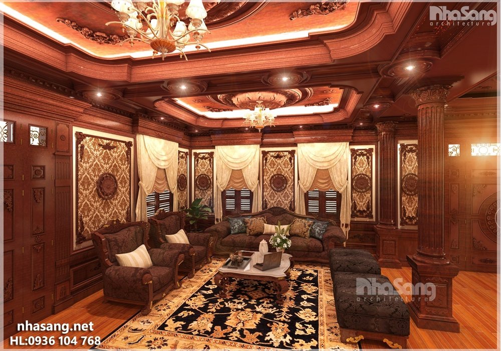 Thiết kế nội thất 100% gỗ ý tưởng phủ Hòa Thân NT14180