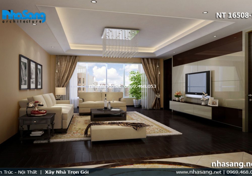 10 Mẫu thiết kế phòng khách chung cư đẹp - BST Phòng khách chung cư hiện đại NT16508