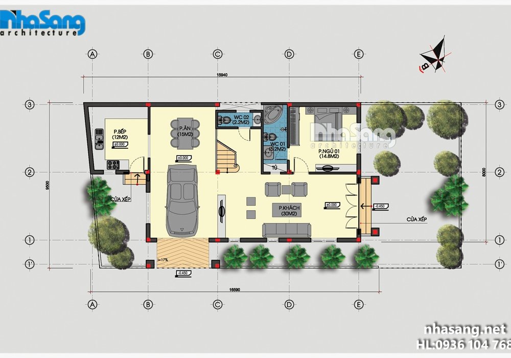 Biệt thự kiểu Pháp 2 tầng mái thái BT16025