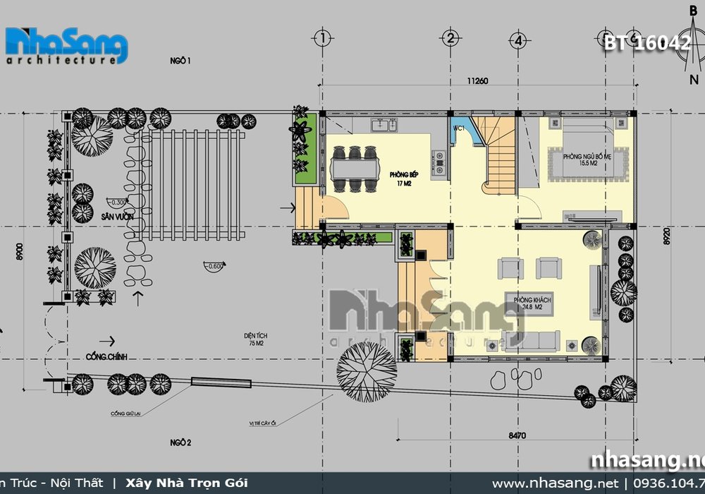 Biệt thự nhà vườn 2 tầng sang trọng gần gũi BT16042