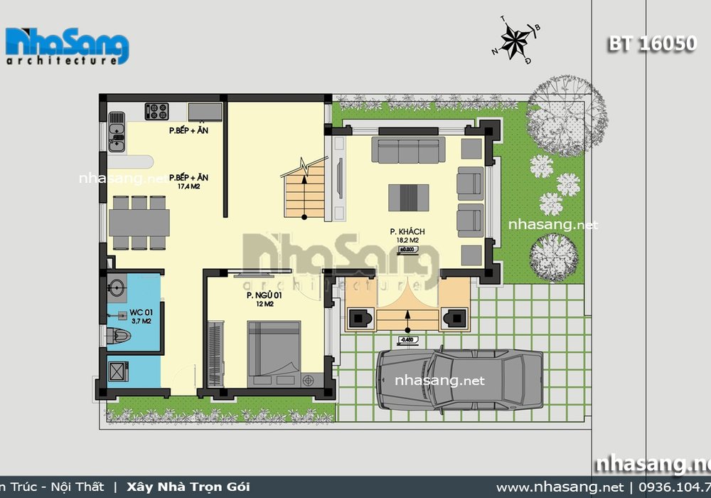 Mẫu nhà kiểu Pháp đẹp BT16050