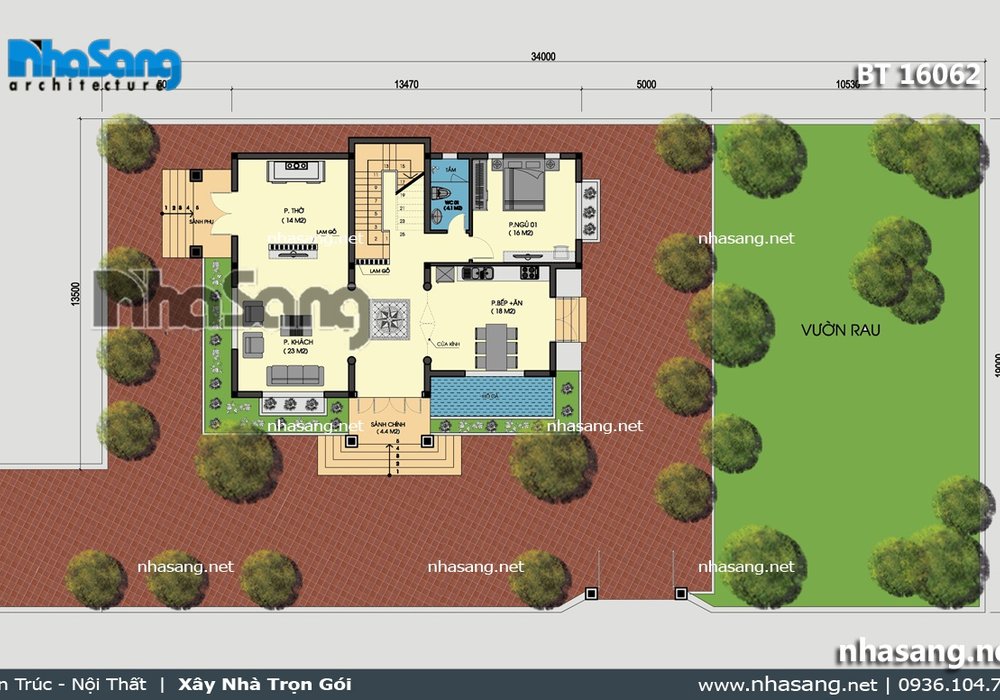 Nhà vườn Châu Âu 2 tầng BT16062