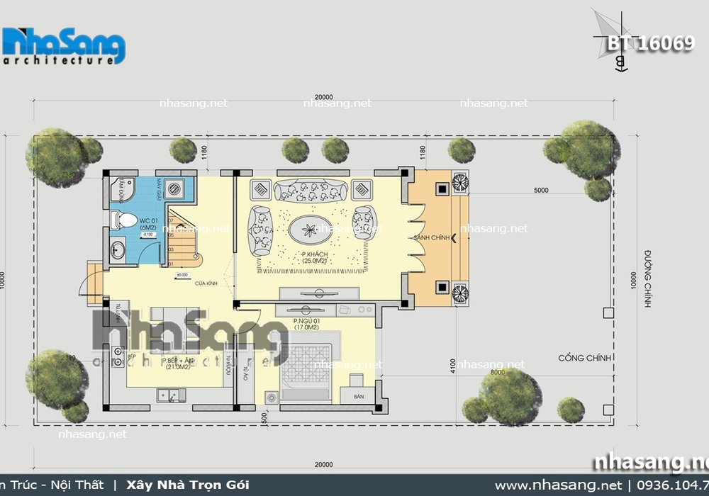Nhà vườn Châu Âu 2 tầng đơn giản tinh tế BT16069
