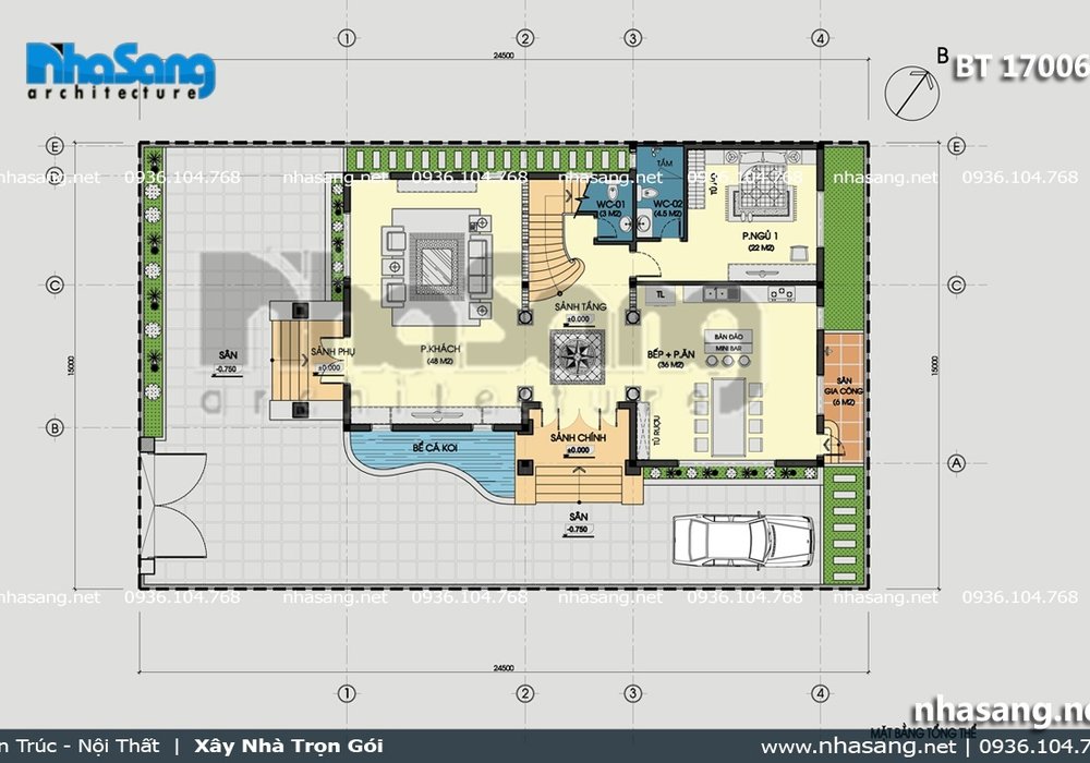 Biệt thự kiểu Pháp mái lợp độc đáo BT17006