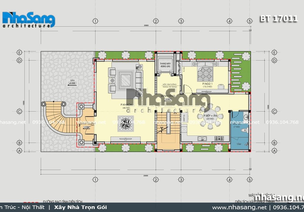 Biệt thự đẹp mặt tiền 10m kiểu Pháp tân cổ điển BT17011