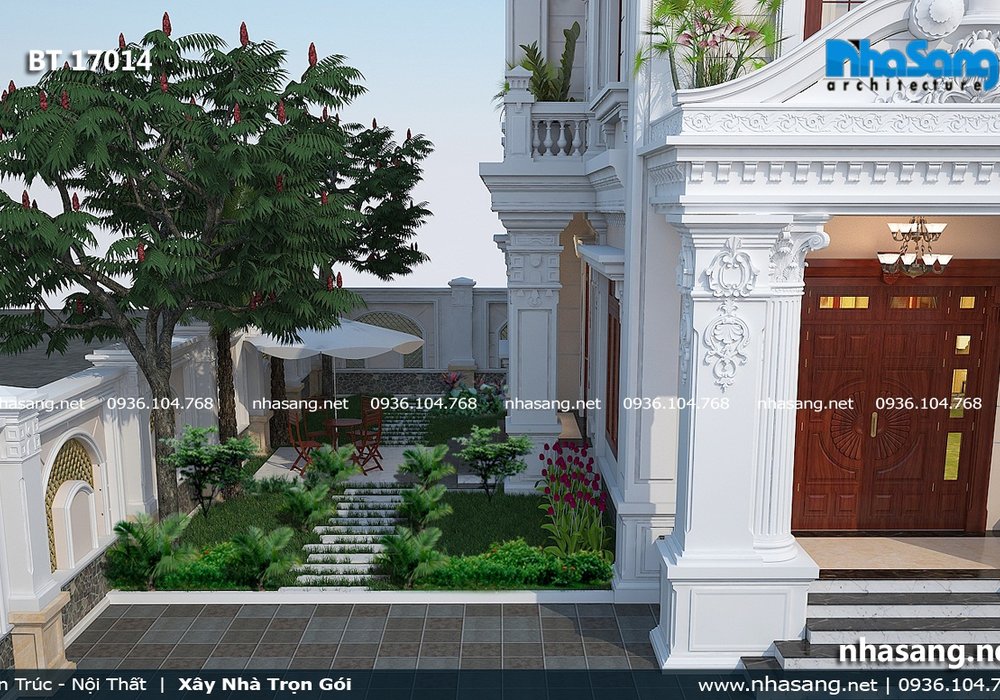 Mẫu biệt thự kiểu Pháp tân cổ điển sang trọng 3 tầng BT17014