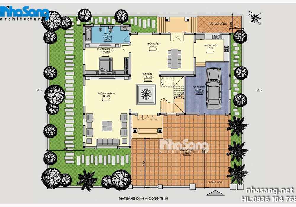 Thiết kế dinh thự kiểu Pháp 3 tầng BT16029