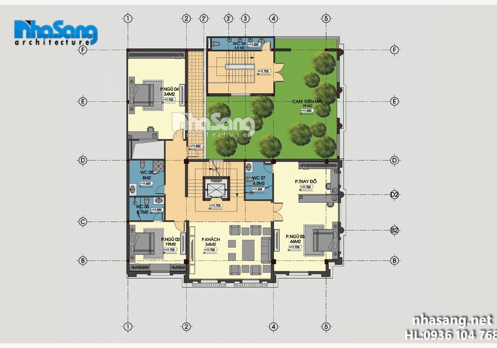 Thiết kế khách sạn 5 tầng hoành tráng BT16031