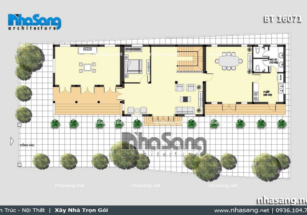 Mẫu nhà biệt thự 3 tầng kiểu Pháp BT16071