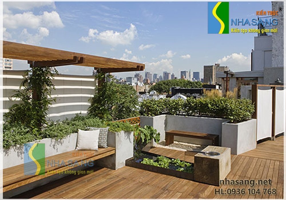 Các không gian sân vườn sân thượng đẹp ST13003 kiến trúc Nhà Sang