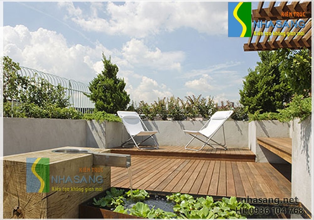 Các không gian sân vườn sân thượng đẹp ST13003 kiến trúc Nhà Sang