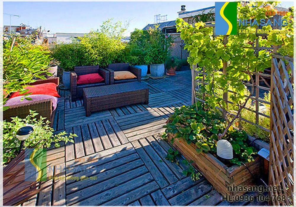 Các không gian sân vườn sân thượng đẹp ST13003 kiến trúc Nhà Sang