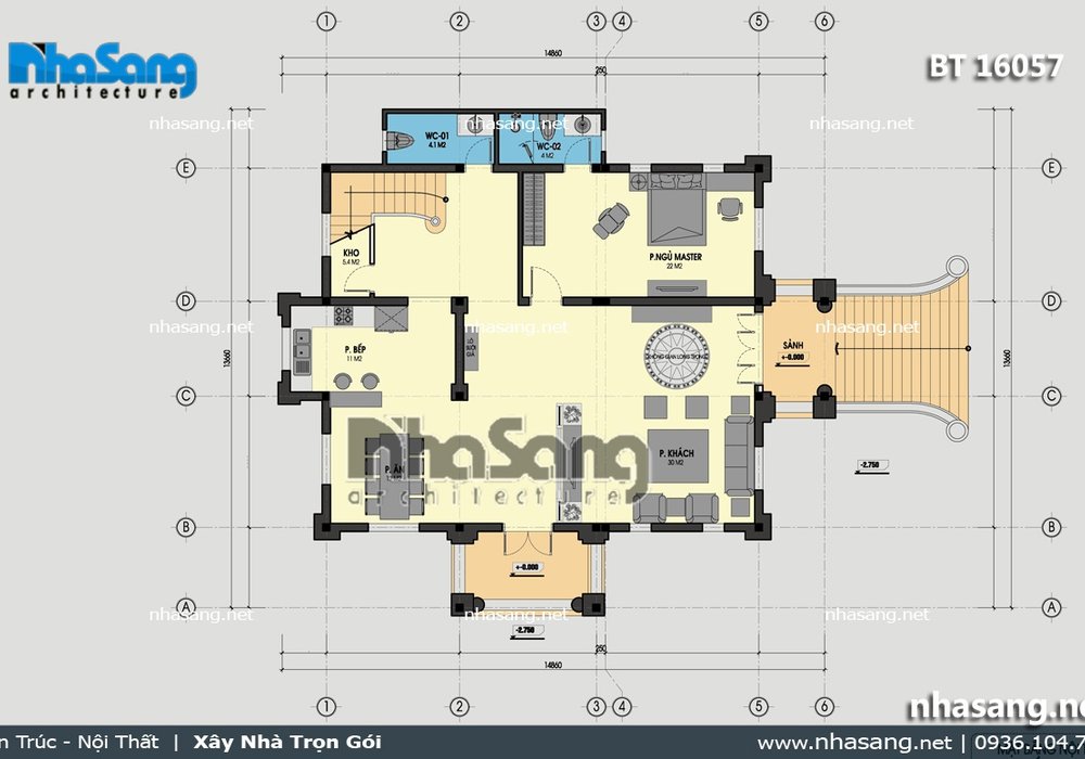 Biệt thự kiểu Pháp cổ điển 2 tầng BT16057
