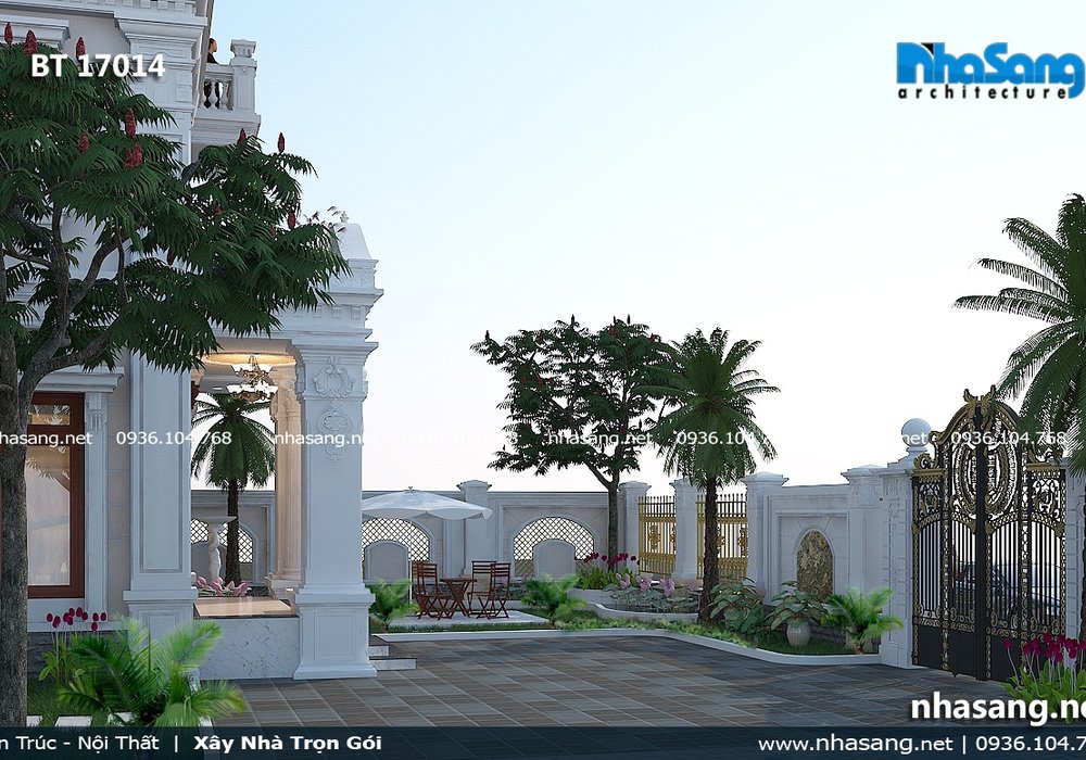 Mẫu biệt thự kiểu Pháp tân cổ điển sang trọng 3 tầng BT17014