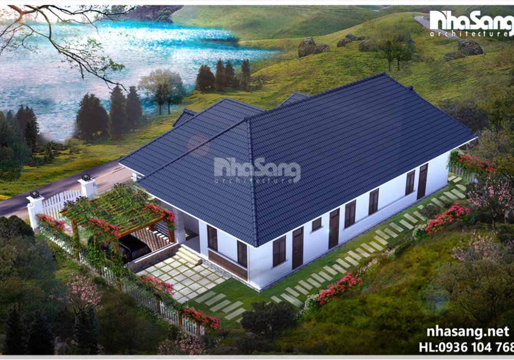 Nhà đẹp 1 tầng biệt thự vườn hoa hồng leo BT15004