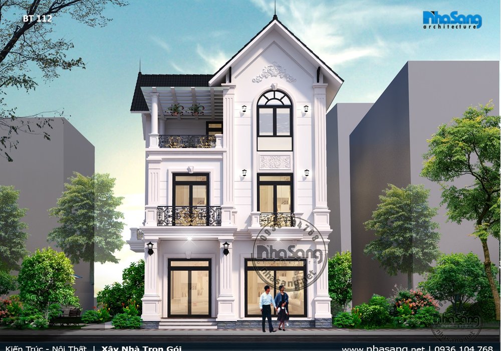 Mẫu thiết kế Villa đẹp sang trọng kiểu Châu âu hiện đại BT112