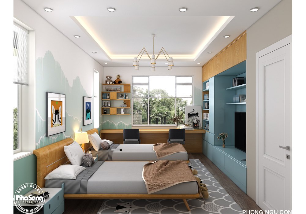 Thiết kế nội thất biệt thự song lập 4 tầng phong cách hiện đại mặt tiền 10m x 15m cuốn hút NT20012