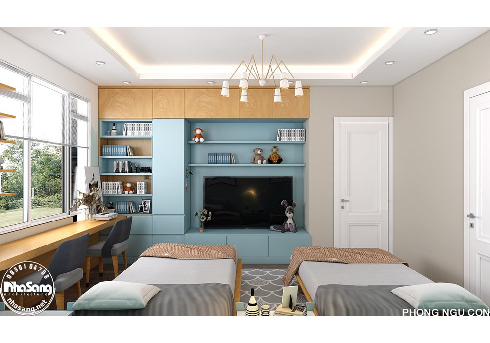 Thiết kế nội thất biệt thự song lập 4 tầng phong cách hiện đại mặt tiền 10m x 15m cuốn hút NT20012