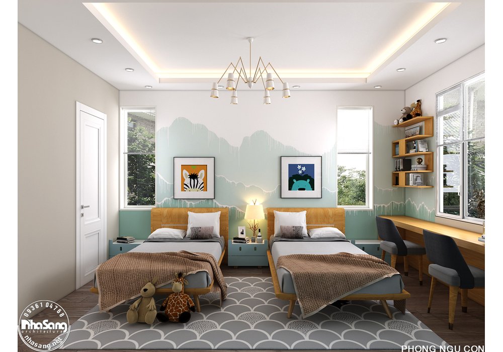 Thiết kế nội thất biệt thự song lập 4 tầng phong cách hiện đại mặt tiền 10m x 15m cuốn hút NT20012