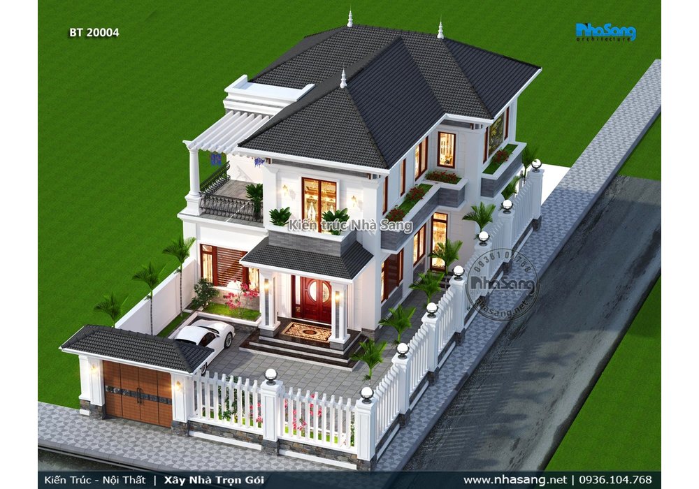 Biệt thự tân cổ điển Pháp 2 mặt thoáng mặt tiền chính 10m thanh thoát BT20004