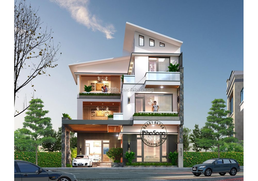 Mẫu biệt thự hiện đại 3 tầng chữ L mặt tiền 10m không gian sang trọng BT20013