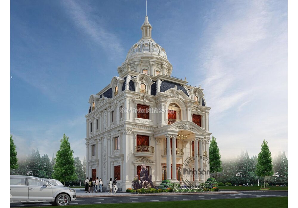 Mẫu thiết kế lâu đài lô góc 2 mặt tiền kết hợp kinh doanh nhà hàng hải sản BT2028