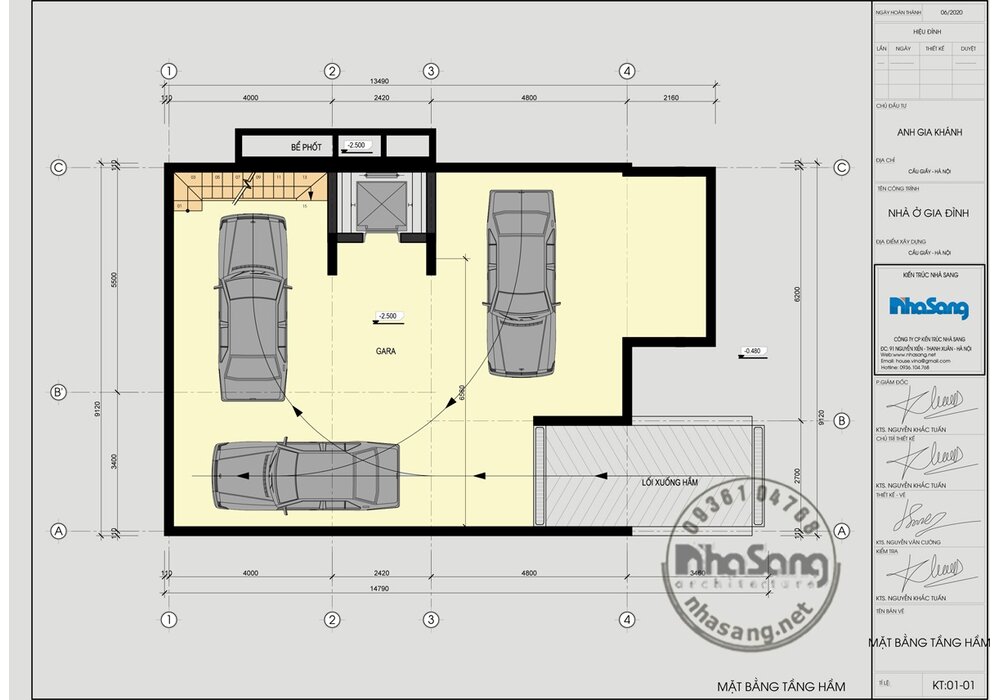 Thiết kế biệt thự với tầng hầm vượt nhịp 7m BT2030