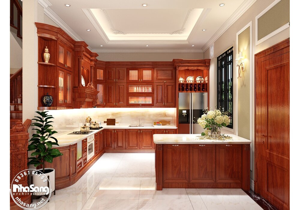 Hoàn thiện nội thất biệt thự phố 4 tầng 1 tầng hầm theo phong cách tân cổ điển tại Hà Nội BT2030