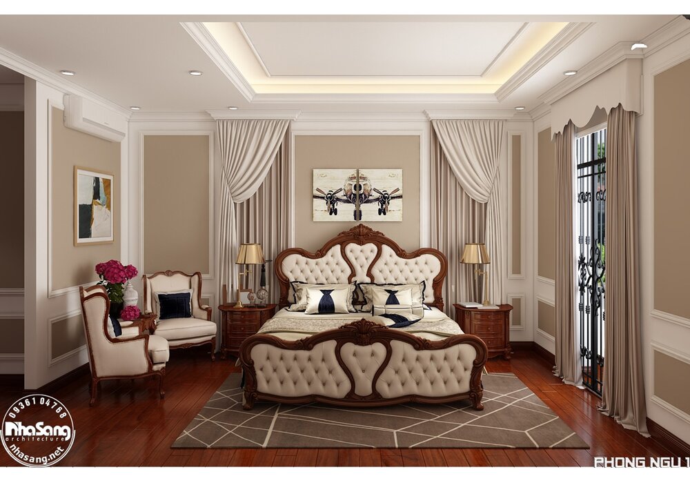 Hoàn thiện nội thất biệt thự phố 4 tầng 1 tầng hầm theo phong cách tân cổ điển tại Hà Nội BT2030