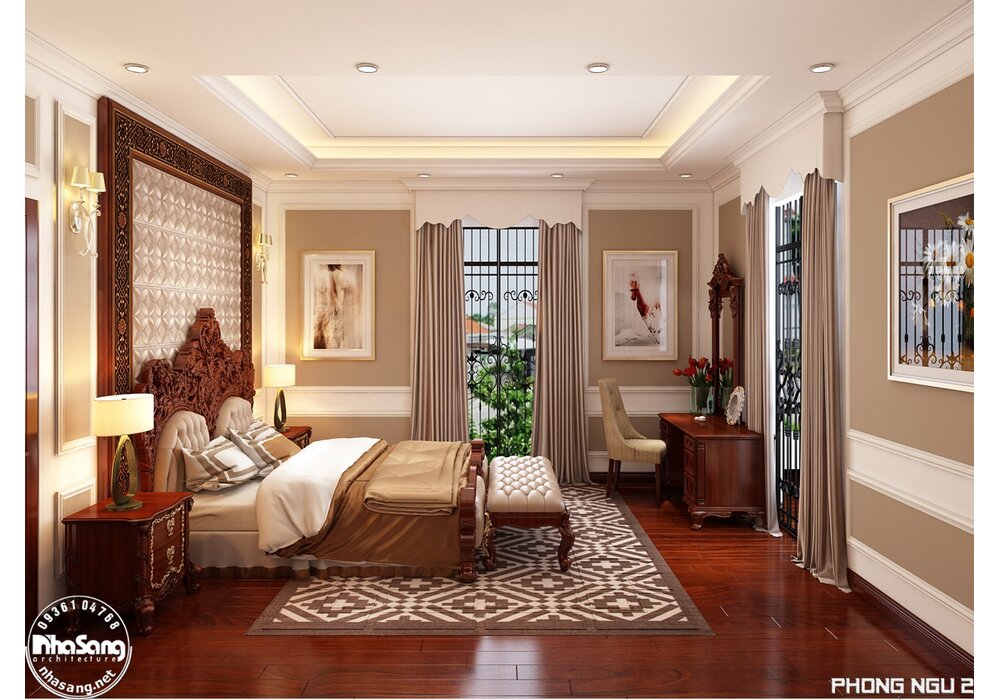 Hoàn thiện nội thất biệt thự phố 4 tầng 1 tầng hầm theo phong cách tân cổ điển tại Hà Nội BT2030