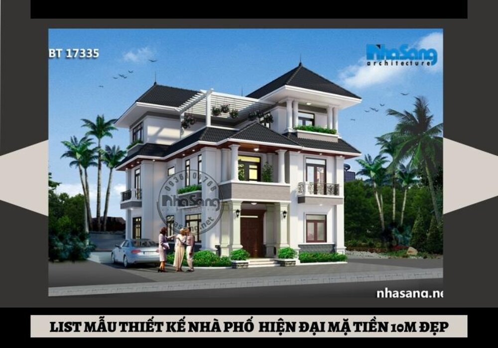Thiết kế biệt thự phố hiện đại đẹp mặt tiền 10m CĐT bà Yến  Vĩnh Phúc  BT31103